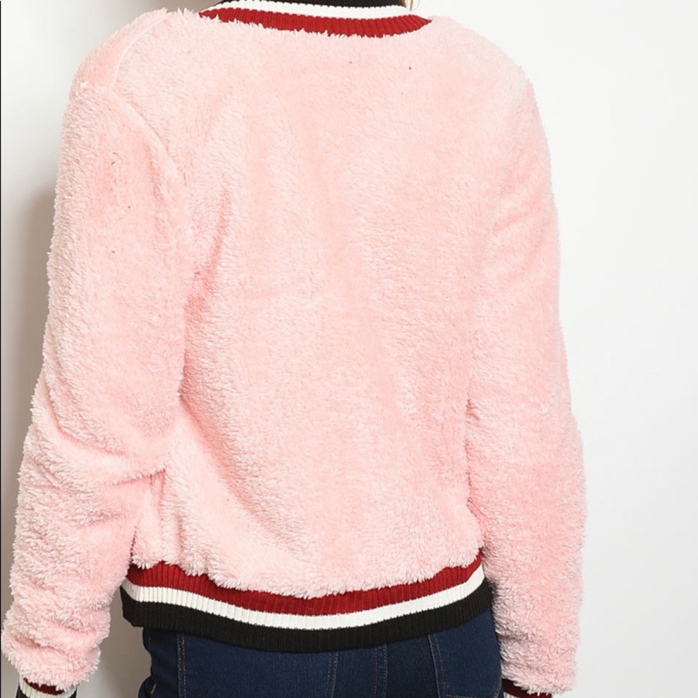 Pink Fleece Bomber Jacket - Picture 5 of 6